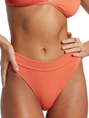 Billabong Size Small Summer High Maui Rider Orange Textured Bikini Bottoms Only